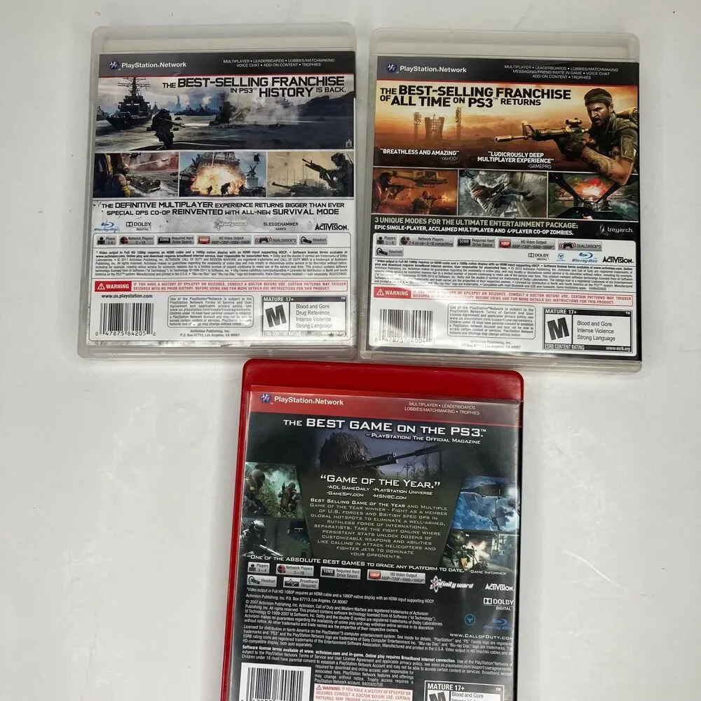 Call Of Duty Bundle (PlayStation 3, PS3) Lot Of 3 Modern Warfare, Black OPS, MW3